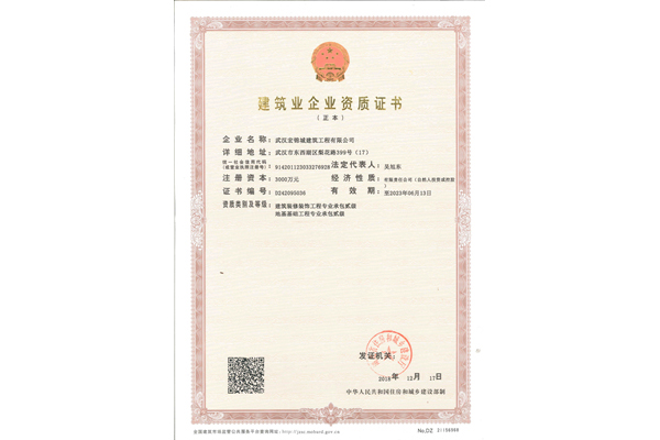 建筑业企业资质证书（证书编号-D242095036）